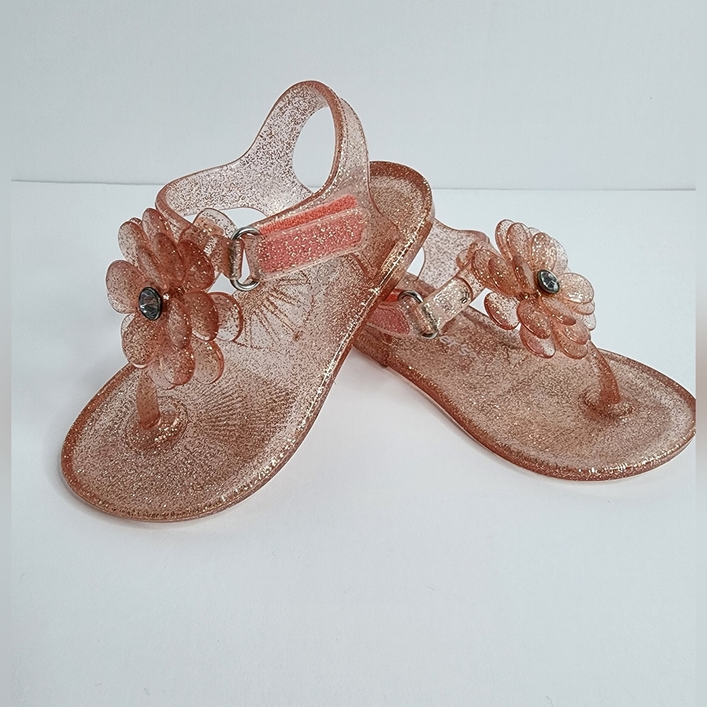Toddler Sandals, Size 5 Peach Glittery